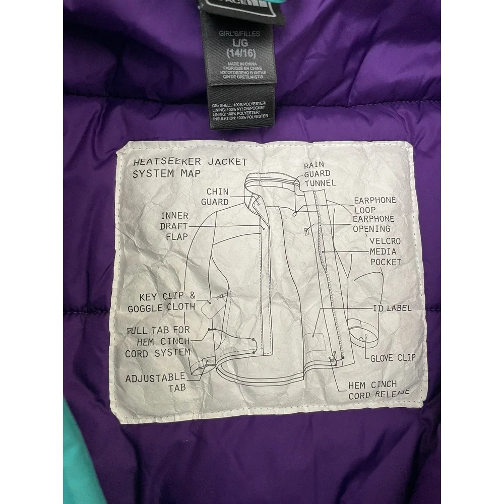 The North Face Girls Hyvent Jacket Large (14/16) Teal / Purple Waterproof Hiking